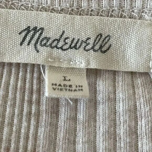 Madewell Oatmeal Ivory Pearl Harbor Short Sleeves T-Shirt SZ L #1296 - Picture 8 of 11